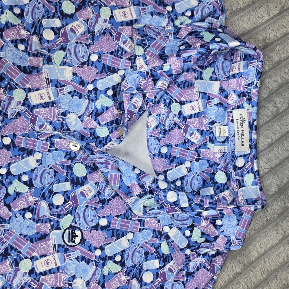 Peter Millar Caddyshack Print Golf Polo Shirt Mens XL Multicolor Short Sleeve - Picture 13 of 13